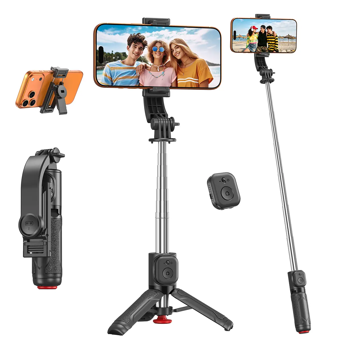 2-in-1 Portable Smartphone Cellphone Stand & Clip Accessory, Upgraded Pop-up Mini Selfie Stick with Detachable Design for Enhanced Convenience, Accessories, Foldable