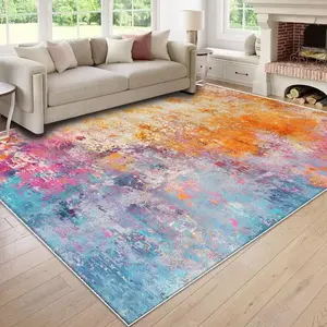 Abstract Art Pattern Area Rug, 1 Count Bohemian Style Non-slip Soft Machine Washable Floor Mat, Decorative Carpet for Home Living Room Bedroom, Home Decor, Abstract Area Rugs