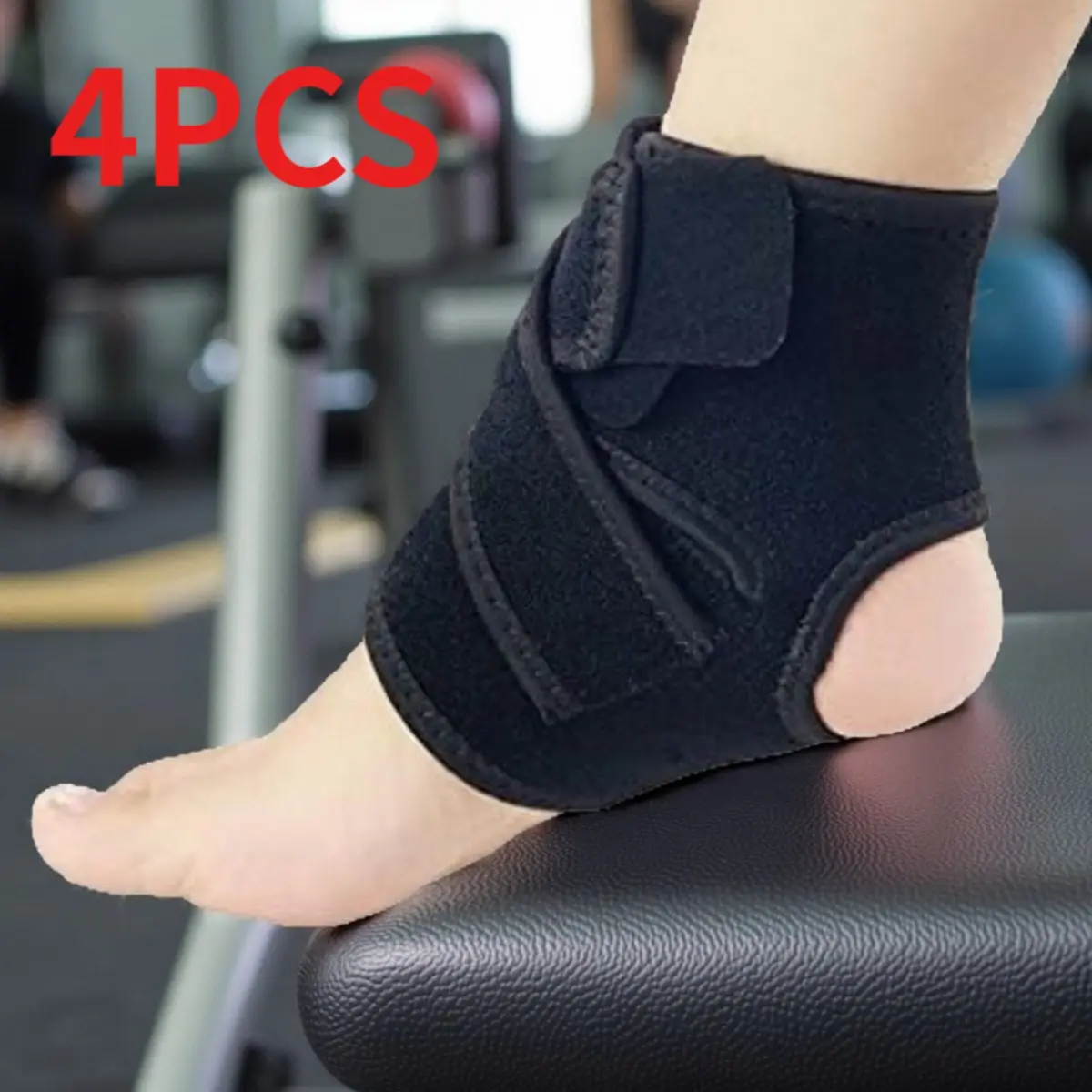 Ankle Brace Support for Men and Women - Compression Support for Sprained Ankle - Open Heel Foot Adjustable Straps for Recovery - Achilles Tendon Support Stabilizing Bandage 4 Pack