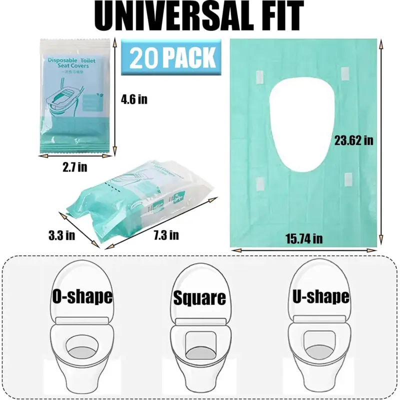 Disposable Toilet Seat Covers - Travel Size Individually Wrapped Seat Protectors for Public Restrooms.
