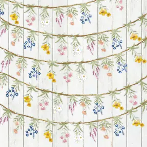 HunnmingRe 5 Pcs Flower Banners 39.5 ft Wildflower Garland Floral Banners for Garden Woodland Theme Party Wedding Baby Shower Birthday Tea Party Supplies Spring Home Decorations
