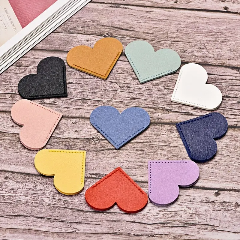 Vintage Faux Leather Bookmarks Set, Heart Shape Design, Multiple Colors Durable Material, Ideal Gift for Book Lovers, Daily & Office Use, Book Accessories