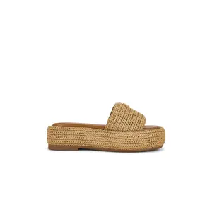 Coach Sculpted C Flatform Raffia Slide in Natural