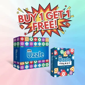 The Uzzle 4.0 - Family Fun Board Game with 100 Unique Puzzles & 4 Difficulty Levels - Ideal for Ages 4+ - Fast-Paced Tabletop Game for 1-4 Players - Enhances Problem-Solving Skills & Cognitive Abilities