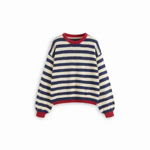 Cider Knit Mohair-blend Striped Contrasting Binding Oversized Top