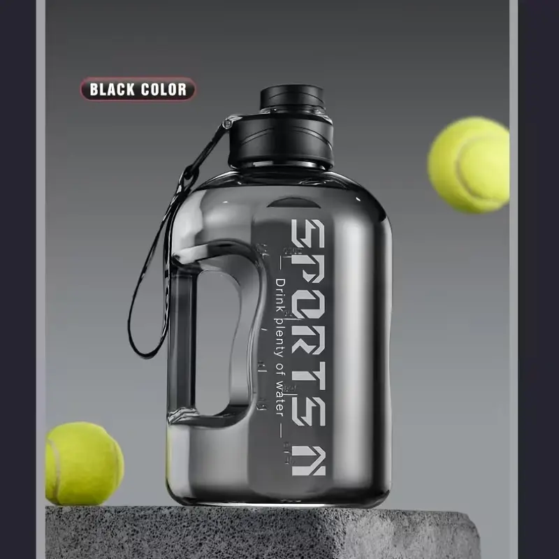 1pc 1700ml/57.48oz Leak-Proof PC Plastic Sports Water Bottle with Handle Grip, Durable, Large Capacity, Marked Lines, Precise Measurements, Suitable for Outdoor Activities, Fitness, School Return