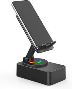 Birthday Gift for Women Mom Men Dad Cell Phone Stand with Wireless Bluetooth Speaker and Portable Charger ＆Led Color Flash Light HD Stereo Surround Sound Cool Gadget for Home Office Travel