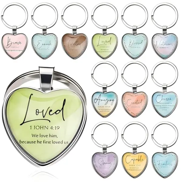 9/18/24/36Pcs Bible Verse Keychains Christian keychain for Students Teachers Inspirational Gifts Church Group Sunday School Baptism Gift Back to School Gifts Scripture Quote keychains for Bagpacks CarKeys Accessory Religious Party Favor