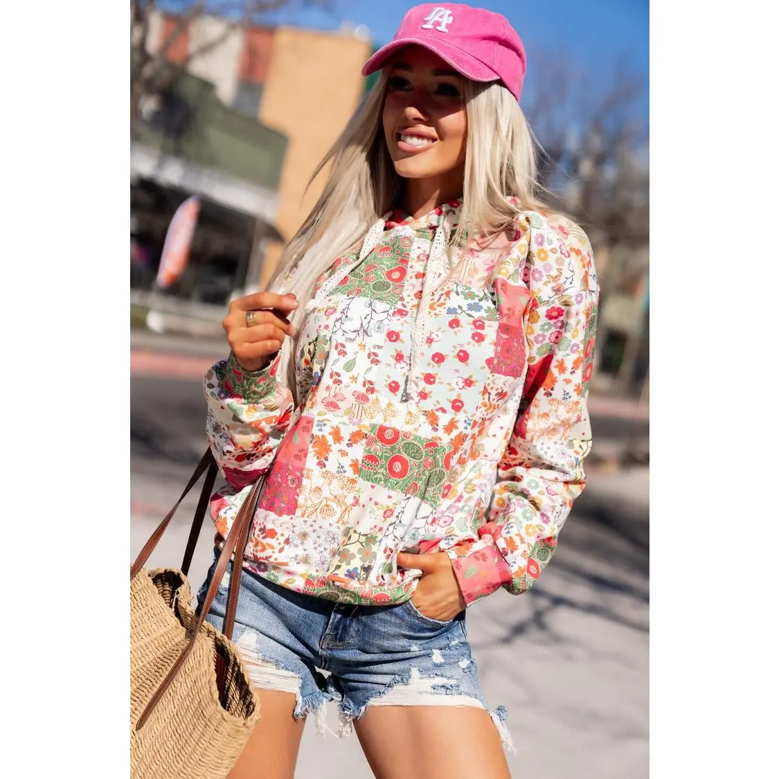 University Hoodie - Wild Blooms | Womenswear Relaxed Fit Sweatshirt Floral Patchwork | Plus Size