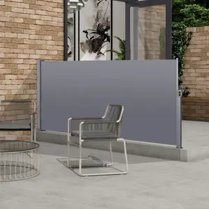 Retractable Side Screen Awning, UV Resistant, Waterproof, Patio Privacy Screen for Garden, Balcony, Courtyard(Dark Grey), 118.1" x 62.99" ,Room Divider Privacy Screens ,Patio Privacy Screen for Garden, Balcony,Stable and sturdy Foldable Space