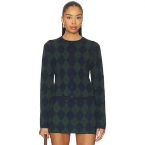 Show Me Your Mumu Cher Cardigan in Oxford Argyle Knit