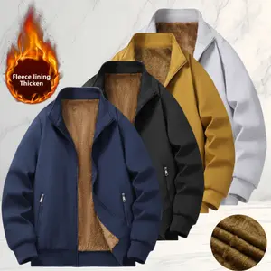 Classic Bestselling Plus Size Winter Coat for Middle-aged Men with Zipper, Fleece Lined Thick Cotton Jacket, Stand Collar, Executive Style, Comfortable and Warm, Suitable for Everyday Casual Wear jacket coats  winter trucker full length zipper closure