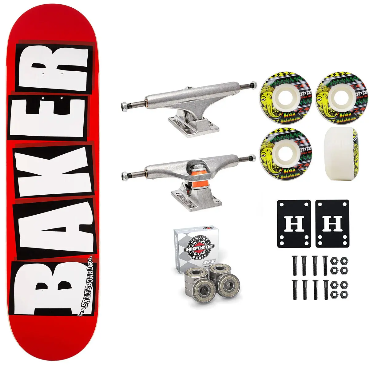 Baker Skateboard Red/White OG Shape 8.0" Independent Satori Premium Kit