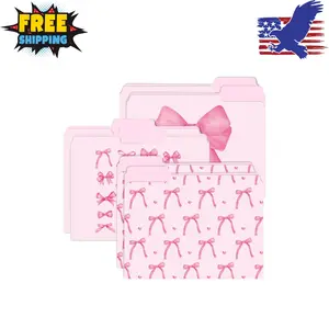 12Pcs Coquette Pink Bow File Folders, Letter Size Bowknot Decorative File Pockets with 1/3 Cut Tab 8.9 x 11.6 Inch