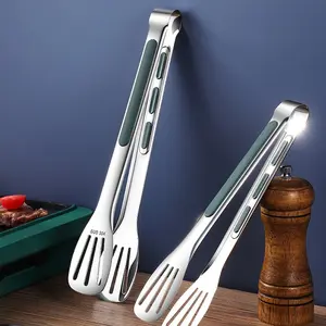 BBQ Grilling Tongs with Anti-Scald Handle - 3-Line Design Non-Slip, 304 Stainless Steel for Cooking, Frying & Serving Food Barbecue Utensils