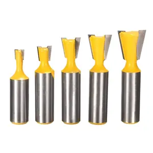 Set of 5 Dovetail Joints Router Bits Carbide Dovetail Bit Set Cutting Diameter 1/4" 3/8" 1/2" 5/8" 3/4" Woodworking Milling Cutter Tool,1/2" Shank