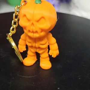 3d zombie pumpkin keychain