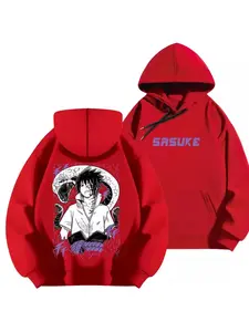 Naruto Long Sleeved Hoodie Unisex Harajuku Pullover Casual Top Uchiha Sasuke Curse Print Street Wear Spring and Autumn Top 2025