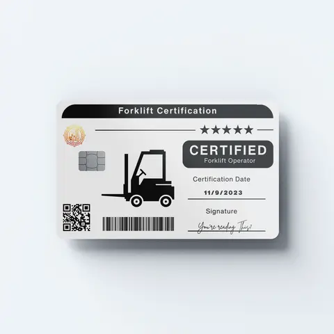 Certified Forklift License Credit Card Cover