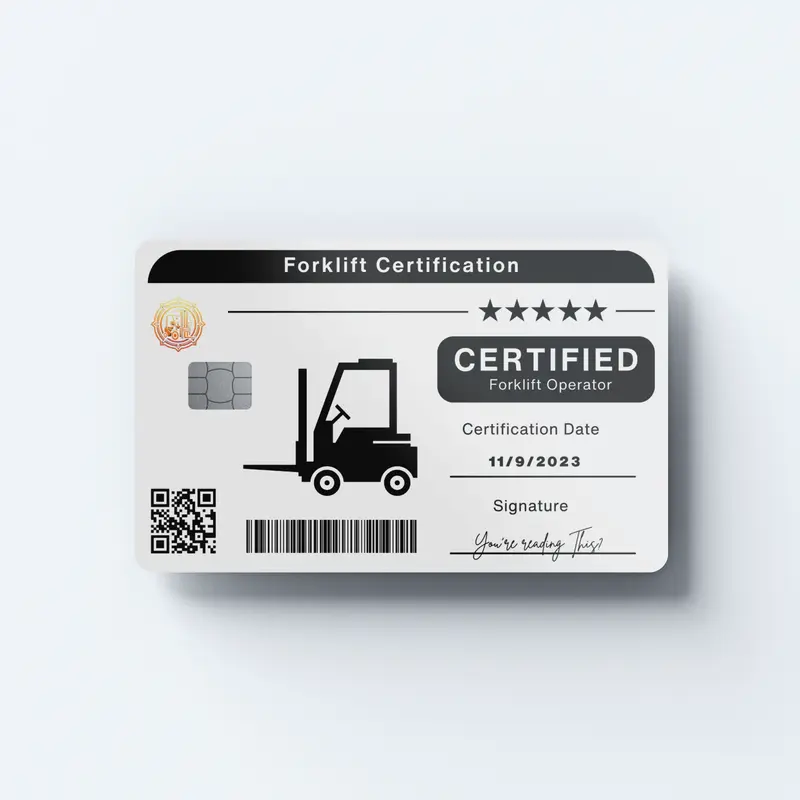 Certified Forklift License Credit Card Cover