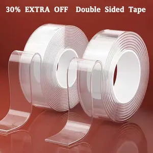 2-PACK Double Sided Tape Heavy Duty, Nano Double Sided Adhesive Tape, Clear Mounting Tape Picture Hanging Adhesive Strips (9.85FT)