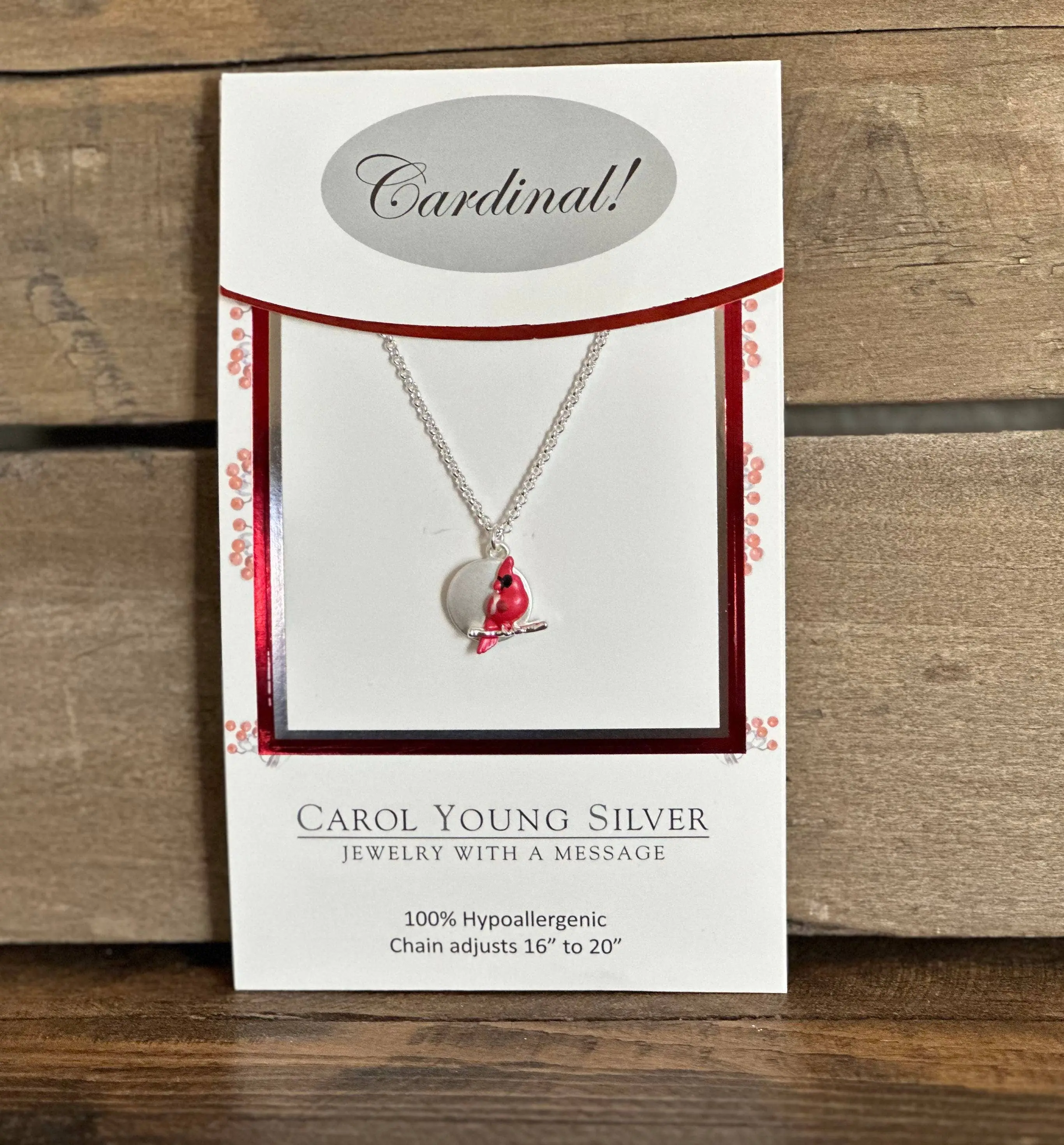 Cardinal Petite on Branch/ Disk Necklace