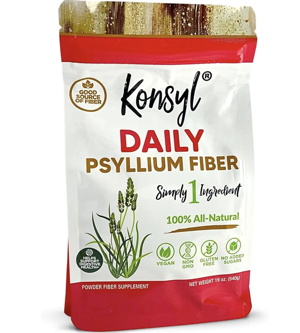 Konsyl Daily Psyllium Fiber Powder, Gut Health,  Digestion, Heart Health - 19oz, 90 Servings campingessentials