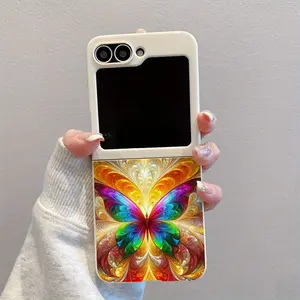 Colorful Butterfly Bright White Pattern TPU Case for Galaxy Z Flip 6, for Galaxy Z Flip 5, for Galaxy Z Flip 4, for Galaxy Z Flip 3 5G, TPU Phone Case Suitable for Samsung Galaxy Full Coverage Slim Lightweight, Mixed Durable Scratch-Resistant Shell
