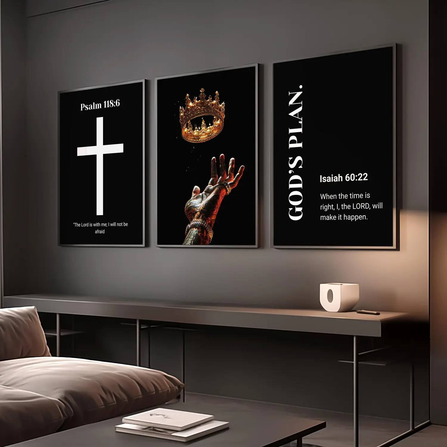 Set of 3 Black Exellence Wall Art; Bible Verse Prints