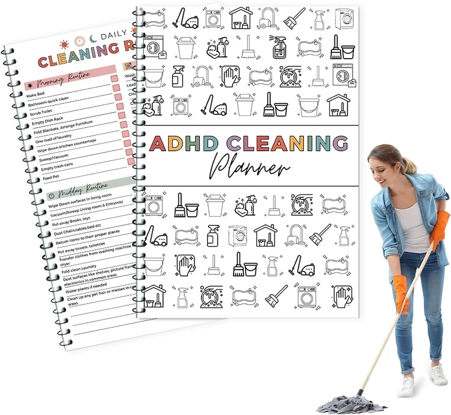 ADHD Cleaning Planner for Adults – Undated Daily, Weekly & Monthly Cleaning Schedule & Checklist – Household Chores Organizer Notebook for Home Management, Routine Tracking Family Cleaning Tasks