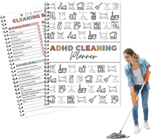 ADHD Cleaning Planner A4 Size Daily Weekly & Monthly Schedules Smooth Pages for Home Office Dorm Use Durable Cover Essential Stationery Gift