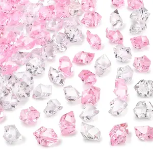 Ice, 150 count    Vase Fillers Pink and Transparent Rocks Plastic  for Party Table Scatter Decor