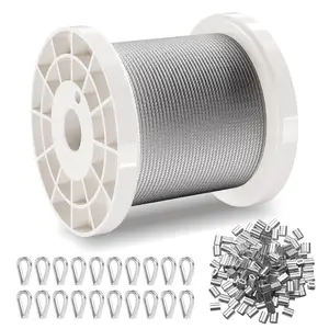 VEVOR Wire Rope Kit, 1/8 100 ft 304 Stainless Steel Cable with 124 Accessories, 1600 lbs Breaking Strength, 7x7 Strands Construction Marine Aircraft Grade for Handrail Stair Decking Fence OutdoorsVEVOR Super Brand Day