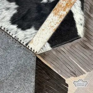 Salt and Pepper Cowhide Plain Table Runner