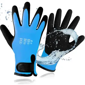 100% Waterproof Gloves for Men & Women,Winter Work Gloves for Cold Weather,Waterproof Work Gloves with Grip,Winter Freezer Gloves for Working,Gardening, Fishing, Construction Worker (Blue,Medium)