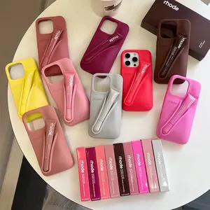 Rhode Cute Lipstick Holder Silicone Phone Case for iPhone 11 12 13 14 15 16 17 Pro Max, Shockproof Anti Scratch Protective Cover with Built in Lip Balm Slot, Trendy Aesthetic Case