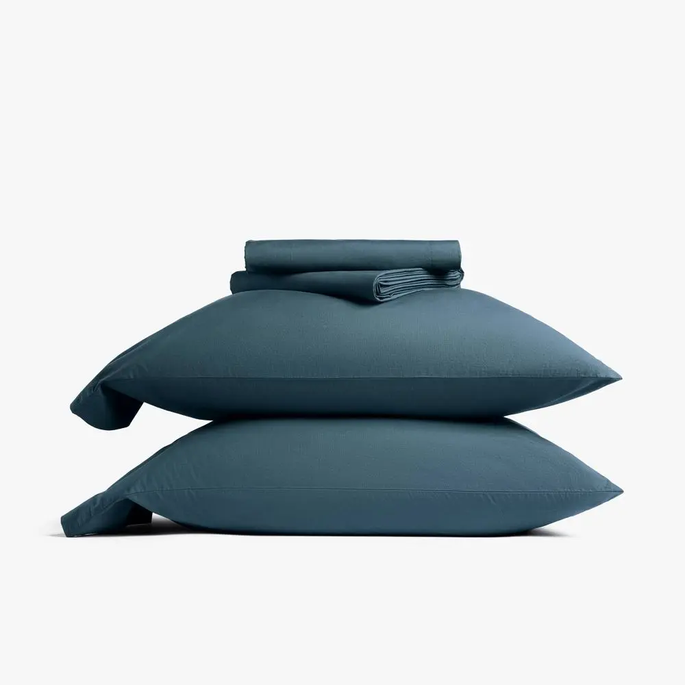 Parachute 3-Piece Casual Organic Cotton Bedding Set - Breathable Silky Satin, GOTS-Certified, OEKO-TEX, Ideal for Hot Sleepers, Includes Fitted Sheet, Flat Sheet & Pillowcases, Breathable Sheets