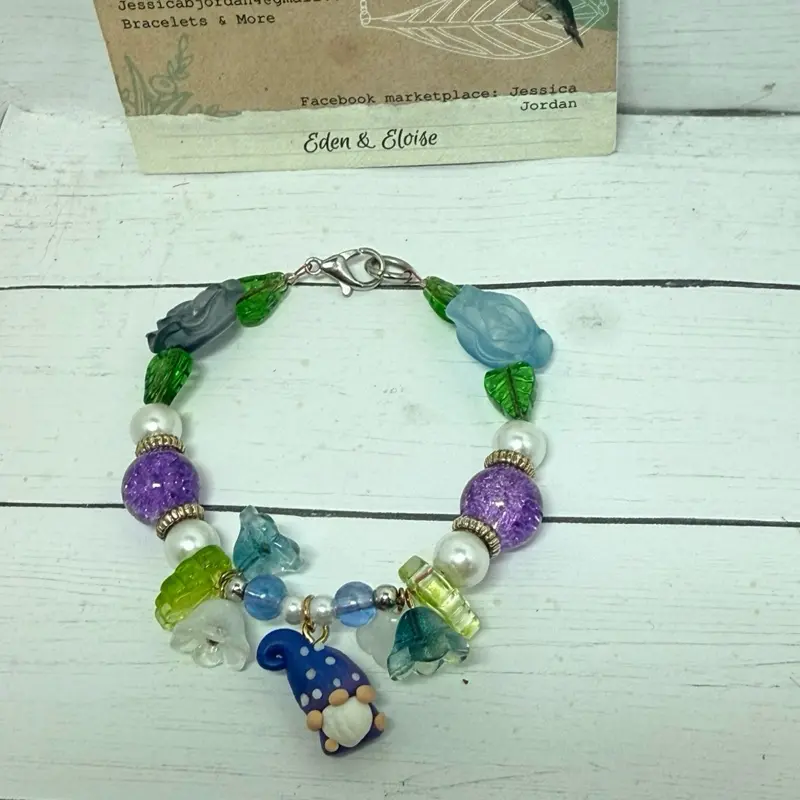 Handmade Gnome Bracelet with Colorful Beads and Unique Charm for Festive Decor