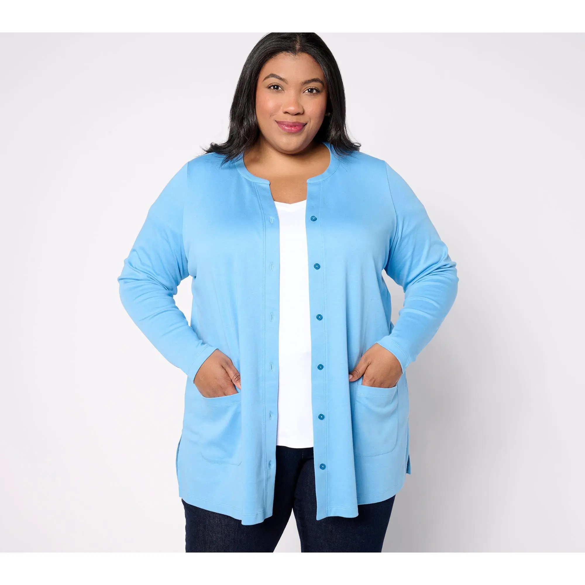 Isaac Mizrahi Live! Essentials Pima Cotton Button Front Cardigan