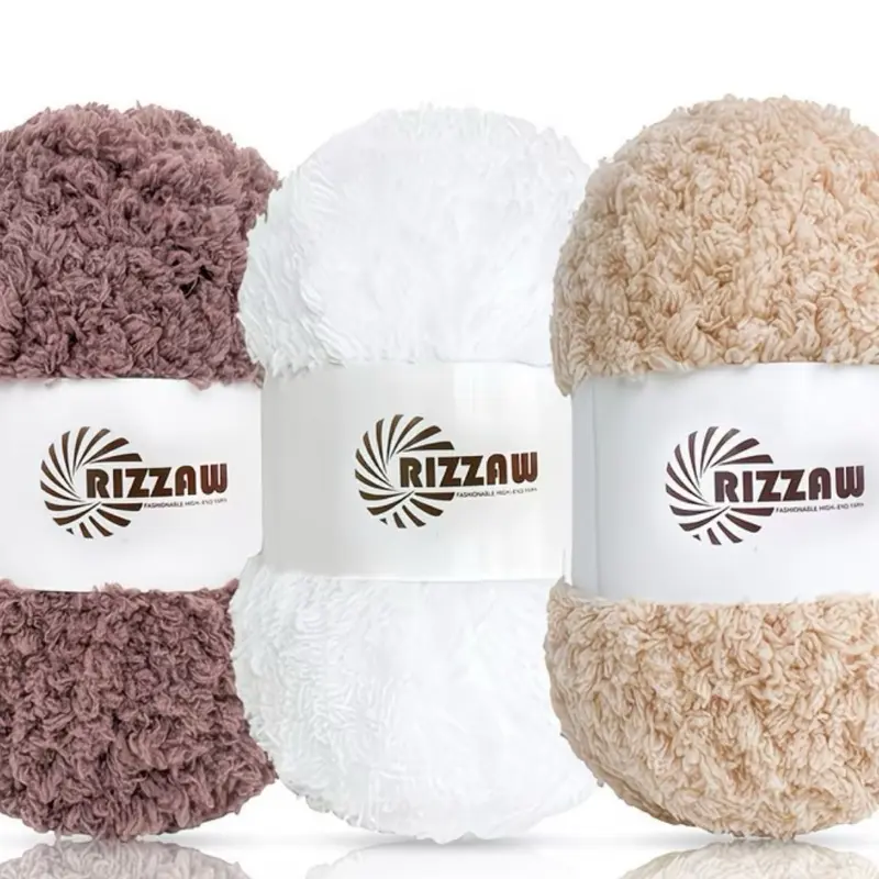Rizzaw Furry Yarn Combination 3 Pack - Soft & Cozy for Knitting & Crochet Projects