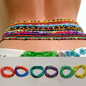 African Waist Bead Chain Set (2 Pcs) — Colorful Belly Chains for Women & Girls