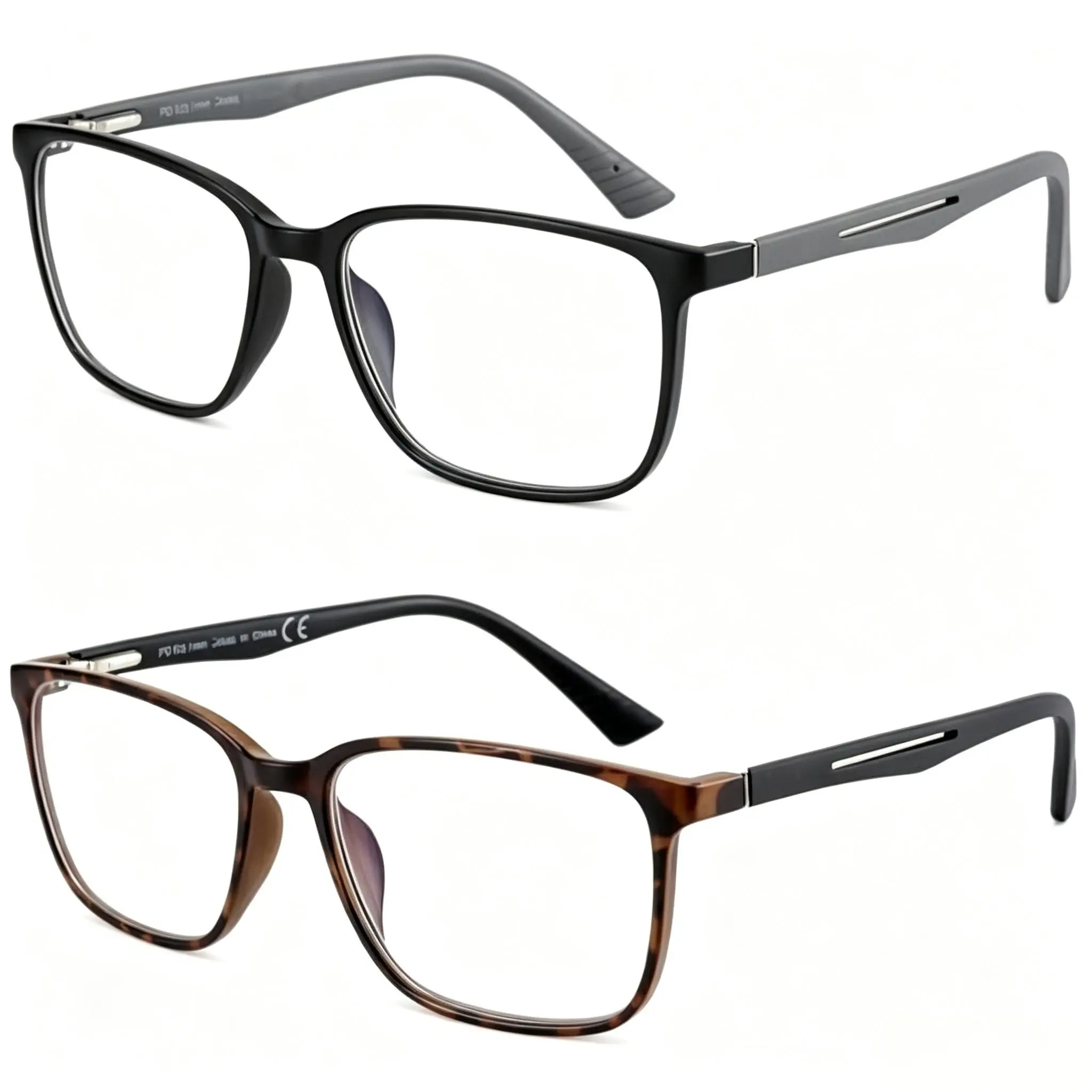 ZENOTTIC 2PC Full Rim Keyhole Bridge TR90/TAC/Metal Reading Glasses, Lightweight Anti-Blue Light Magnifying Eyewear for Computer Workers, +1.0 to +4.0 Multi-Focus, Black & Tortoise Options, Blue Lights Glasses, Magnifying Glasses
