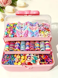 887-piece/set hairstyle accessory gift box, including 3-layer storage box, butterfly flower hair clips, bow hair ties, Flower hair accessories, suitable for girls and women for daily wear and birthday or holiday gifts