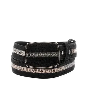 Wild West Boots – Men's 2C111405MEX | Mexican Full Pearl Stingray Leather | Black | Western Belt