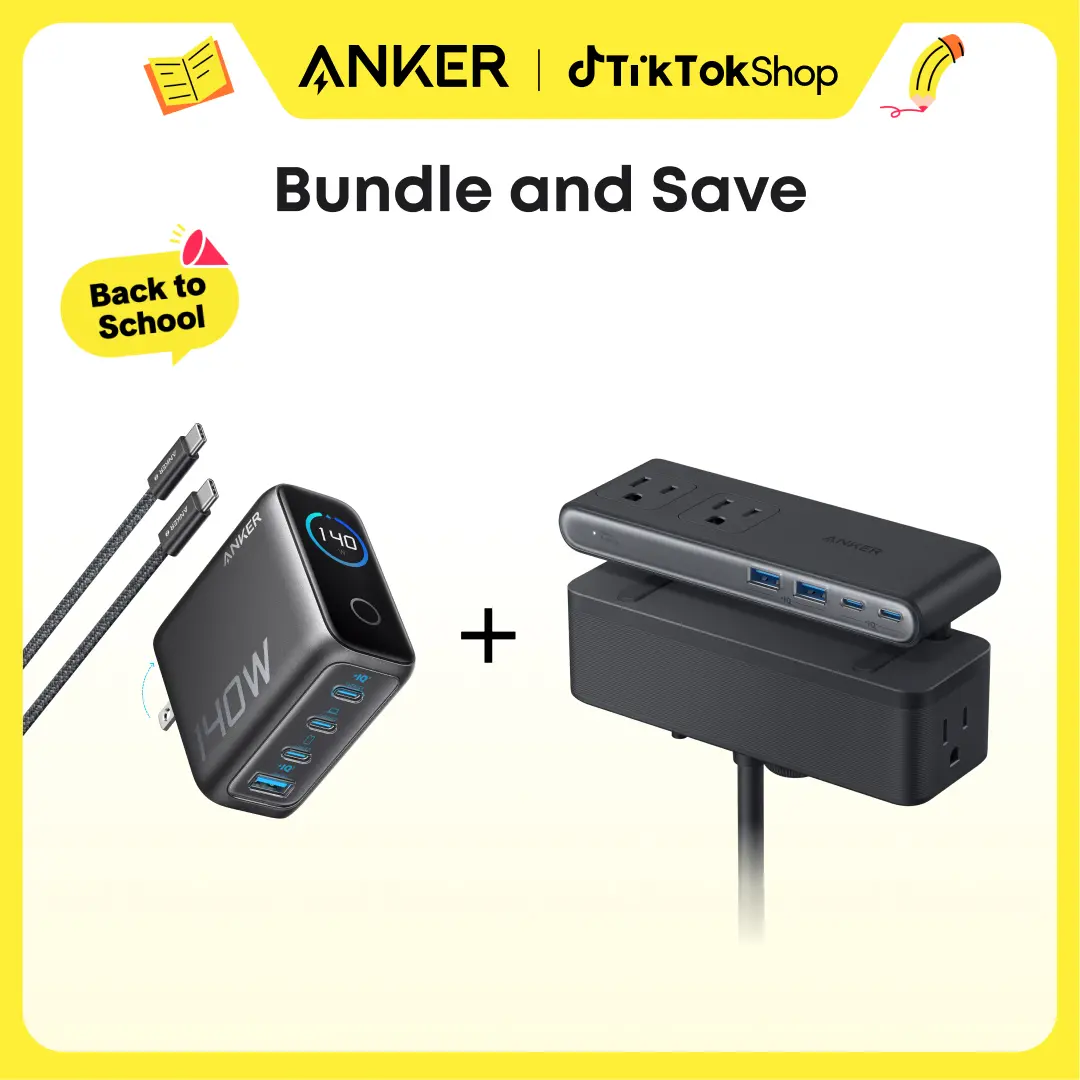 Anker Nano Power Strip A9196 - 1500J Surge Protection, 5 ft Extension Cord, 70W Max Gaming Desk Accessory, 6 AC Ports, 2 USB-A, 2 USB-C + 140W GaN Laptop Fast Charger, 4-Port Multi Adapters with LCD Screen, Intuitive Touch Controls, Usb C Adapter Multipor