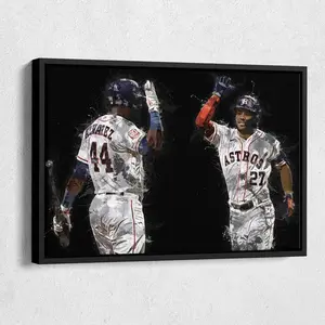 Yordan Alvarez & Jose Altuve  Print - Houston Astros Wall Art, MLB Decor for Home, Man Cave, Baseball Gift, Framed Poster ( Unframed - Print Only ) (No Frame)
