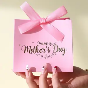 10pcs/set "Happy Mother's Day" Mini Gift Boxes, Gift Box Design, Gift For Mom, Compact Candy Boxes, Pink And White Color Scheme With Gold Foil Printing, With Ribbon Bow Tie, Ideal For Packaging Chocolates, Candies, Small Gifts And Party Favors