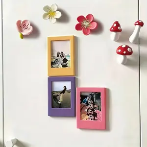 3-Piece Random Color 3-Inch Magnetic Frames, Fuji Instax Photo Display, Office Kitchen Living Room Decor, Valentine Birthday New Year Gifts