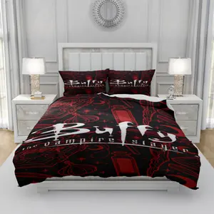 3Pcs Buffy the Vampire Slayer Pattern Skin-Friendly Fashion Print, Lightweight Soft Bedding Set, Great Christmas & Birthday Gift Choice, All-Season for Guest Room & Home, 1 Duvet Cover 2 Pillowcases (No Insert)