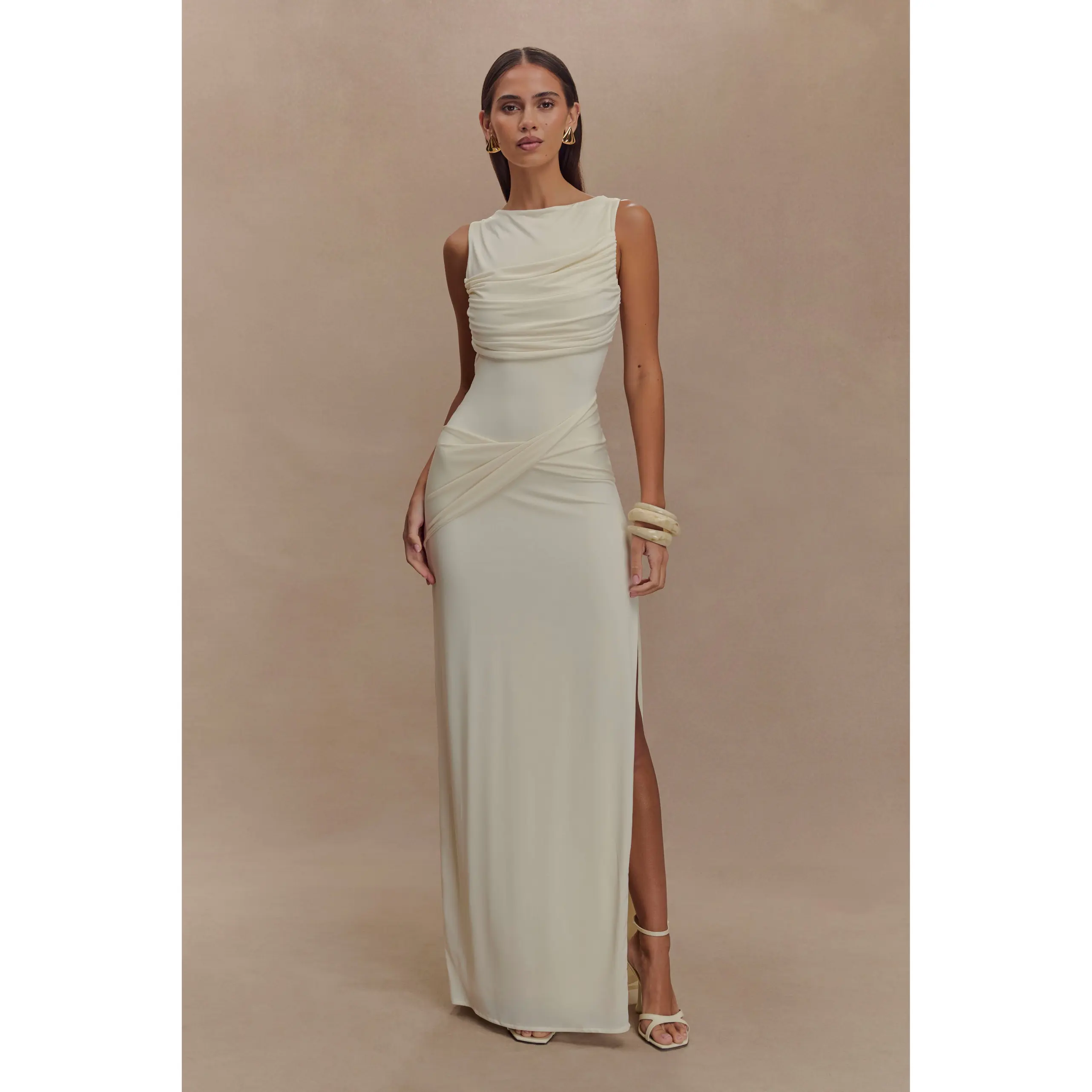 Henley Slinky Drape Maxi Dress - Ivory Henley Slinky Drape Maxi Dress - Ivory